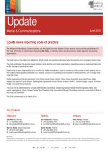 MET Update - Sports News Reporting Code of Practice.indd