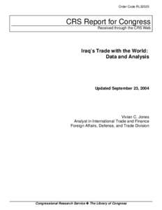 Iraq's Trade with the World:   Data and Analysis