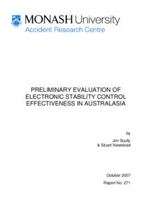 PRELIMINARY EVALUATION OF ELECTRONIC STABILITY CONTROL EFFECTIVENESS IN AUSTRALASIA by Jim Scully