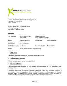 Citizens’ Bond Oversight Committee Meeting Minutes Thursday, March 28, 2013 5:00 – 7:00 PM