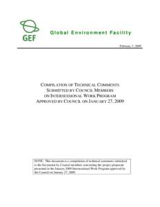 Global Environment Facility February 3, 2009 COMPILATION OF TECHNICAL COMMENTS SUBMITTED BY COUNCIL MEMBERS ON INTERSESSIONAL WORK PROGRAM