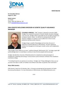 NEWS RELEASE For Immediate Release August 21, 2014 Media Contact: Jon Heibel Phone: (ext. 307