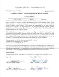 Board agenda item (Aug. 14, 2013): Irrigation Efficiency Agreement with Denver Housing Authority