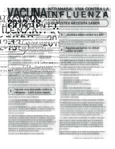 Live, Intranasal Influenza Vaccine - Spanish