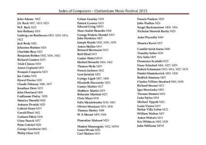 Index of Composers - Cheltenham Music Festival