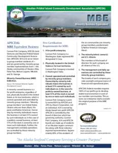 Aleutian Pribilof Island Community Development Association (APICDA)  MBE Minority Business Equivalent