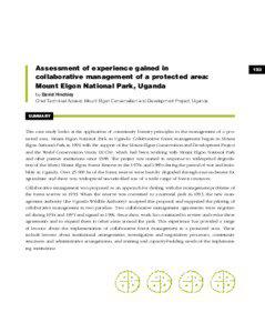 Assessment of experience gained in collaborative management of a protected area: Mount Elgon National Park, Uganda
