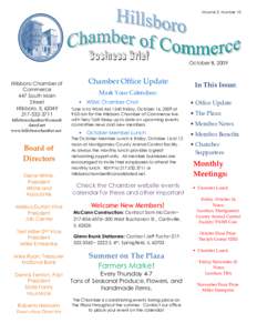 Volume 3, Number 10  October 8, 2009 Hillsboro Chamber of Commerce