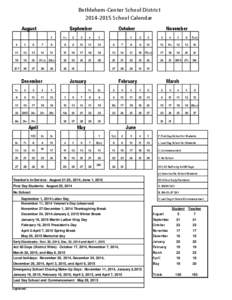 Bethlehem-Center School District[removed]School Calendar August September