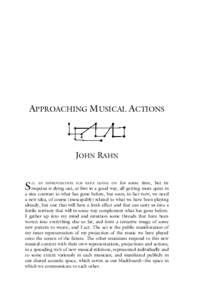 APPROACHING MUSICAL ACTIONS  JOHN RAHN some time, but its S impetus is dying out, at first in a good way, for all getting more quiet in