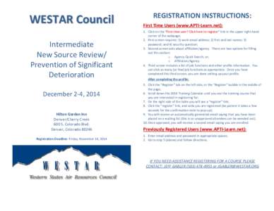 WESTAR Council Intermediate New Source Review/ Prevention of Significant Deterioration December 2-4, 2014