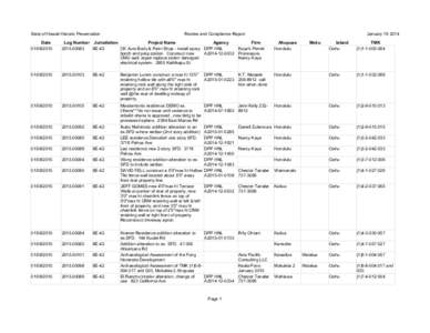 State of Hawaii Historic Preservation  Review and Compliance Report January[removed]