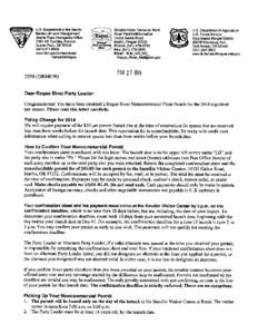 2014 Rogue River Noncommercial Float Permit Confirmation Letter