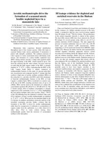 Goldschmidt Conference Abstracts  Aerobic methanotrophs drive the formation of a seasonal anoxic benthic nepheloid layer in a monomictic lake