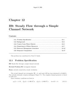 August 9, 2001  Chapter 12 H9: Steady Flow through a Simple Channel Network Contents