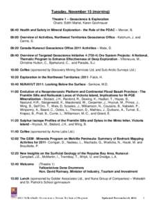 DRAFT 2007 Yellowknife Geoscience Forum Technical Program Schedule