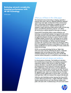 Reducing network complexity, boosting performance with HP IRF technology White paper  What you will learn in this white paper