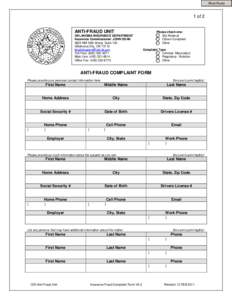 Print Form  1 of 2 ANTI-FRAUD UNIT OKLAHOMA INSURANCE DEPARTMENT Insurance Commissioner: JOHN DOAK