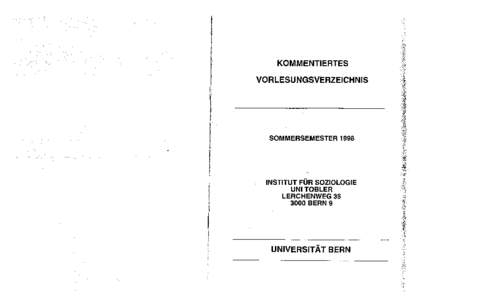 Kommentiertes Vorlesungsverzeichnis SS 98