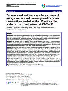 Frequency and socio-demographic correlates of eating meals out and take-away meals at home: cross-sectional analysis of the UK national diet and nutrition survey, waves 1––12)