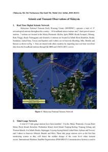 (Malaysia, Ms. Siti Norbaizura Mat Said/ Ms. Mohd Alwi Atifah, 2010-2011S)  Seismic and Tsunami Observations of Malaysia 1.  Real Time Digital Seismic Network