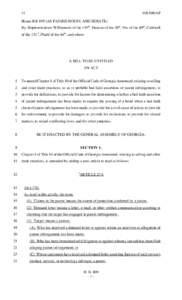 14  HB 809/AP House Bill 809 (AS PASSED HOUSE AND SENATE) By: Representatives Williamson of the 115th, Duncan of the 26th, Nix of the 69th, Caldwell