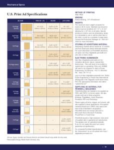 Mechanical Specs  Method of Printing U.S. Print Ad Specifications