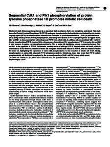 Sequential Cdk1 and Plk1 phosphorylation of protein tyrosine phosphatase 1B promotes mitotic cell death