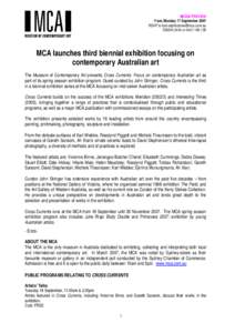 MEDIA PREVIEW 11am, Monday 17 September 2007 RSVP toorMCA launches third biennial exhibition focusing on