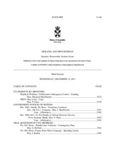 HANSARD[removed]DEBATES AND PROCEEDINGS Speaker: Honourable Gordon Gosse