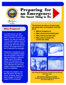 Preparing for an Emergency: The Smart Thing to Do Governor