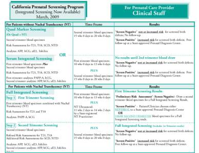 Pregnancy / Prenatal diagnosis / Nuchal scan / Prenatal care / Screening / Congenital disorder / Spina bifida / Triple test / Medicine / Obstetrics / Health