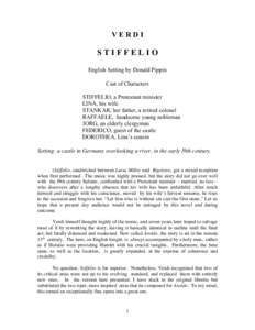 VERDI  STIFFELIO English Setting by Donald Pippin Cast of Characters STIFFELIO, a Protestant minister