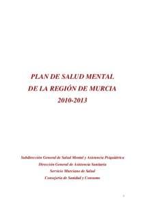 PLAN DE SALUD MENTAL   DE LA REGIÓN DE MURCIA