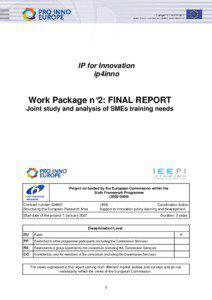 ip4inno: Work Package n°2: FINAL REPORT. Joint study and analysis of SMEs training needs