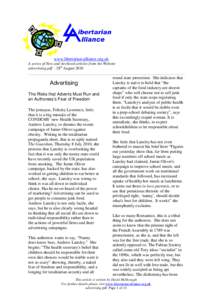 www.libertarian-alliance.org.uk A series of New and Archived articles from the Website advertising.pdf - 28th August 2010