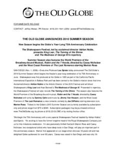 2010 Summer Season Announcement