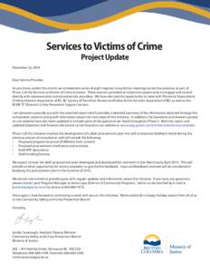 Services to Victims of Crime - Project Update