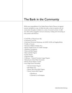 The Bank in the Community - Federal Reserve Bank of Boston 2009 Annual Report