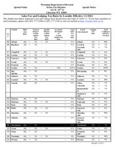 Wyoming Department of Revenue Excise Tax Division 122 W. 25th St Cheyenne WY[removed]Special Notice