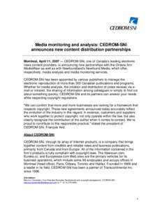 Microsoft Word - 11_04_CEDROM-SNi announces new content distribution partnerships