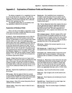 Appendix 2.  Explanation of Database Fields and Disclaimer   1  Appendix 2.  Explanation of Database Fields and Disclaimer The database in appendix 1A is a compilation of encounters of aircraft with volcanic ash 