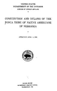 Constitution and Bylaws of the Ponca Tribe of Native Americans of Nebraska
