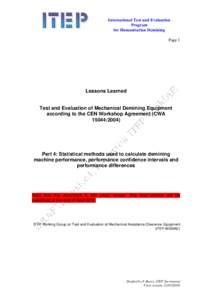 International Test and Evaluation Program for Humanitarian Demining Page 1  Lessons Learned