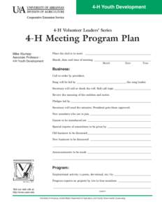 4-H Meeting Program Plan - CES647