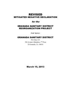 REVISED  MITIGATED NEGATIVE DECLARATION for the GRANADA SANITARY DISTRICT