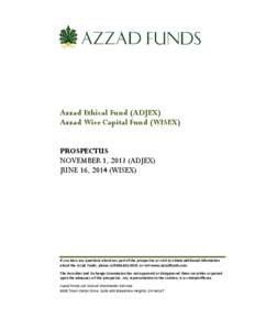 fw  Azzad Ethical Fund (ADJEX) Azzad Wise Capital Fund (WISEX) PROSPECTUS NOVEMBER 1, 2013 (ADJEX)