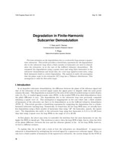 TDA Progress Report[removed]May 15, 1995 Degradation in Finite-Harmonic Subcarrier Demodulation