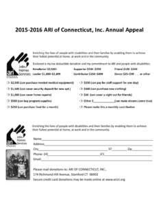 ARI of Connecticut, Inc. Annual Appeal   