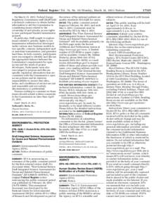 Federal Register / Vol. 76, No[removed]Monday, March 28, [removed]Notices On March 15, 2011, Federal Energy Regulatory Commission staff (Staff) held a technical conference to obtain further information to aid the Commission 